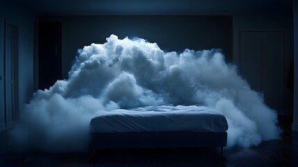 Explosive Bedroom Blast Dramatic Digital Artwork of Fiery Detonation in Modern Interior