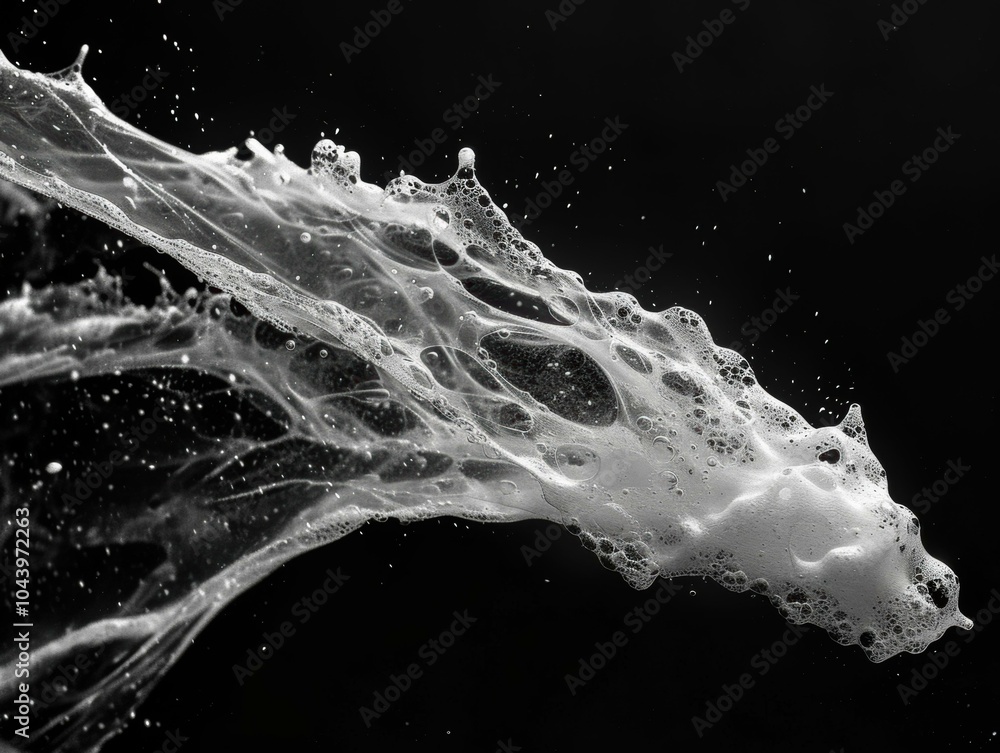 Canvas Prints White foam splash on black background. AI.