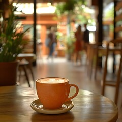 Cozy Cafe Scene with Captivating Coffee Cup in Barcelona s Vibrant Atmosphere