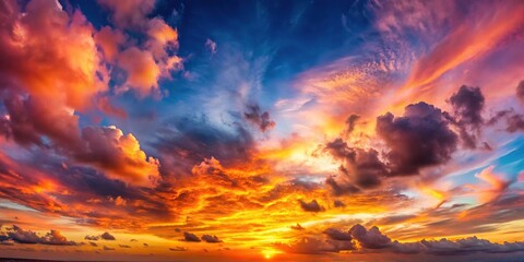 Fototapeta premium cloudscape sunset panorama with vivid dreamy colors in sky