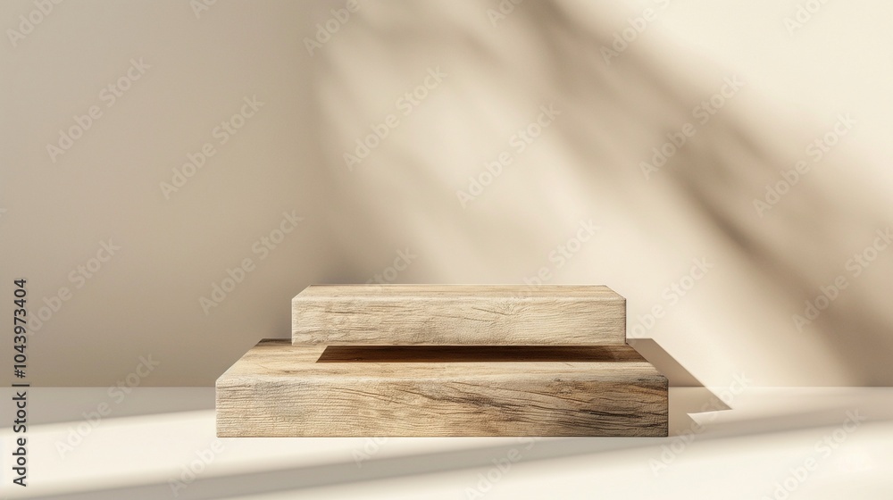 Poster podium of old wooden boards indoors banner background copy space. simple display for products image 