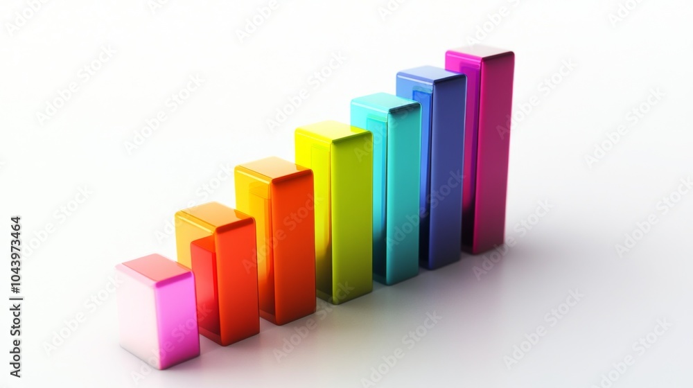 Poster colorful bar graph representing data growth