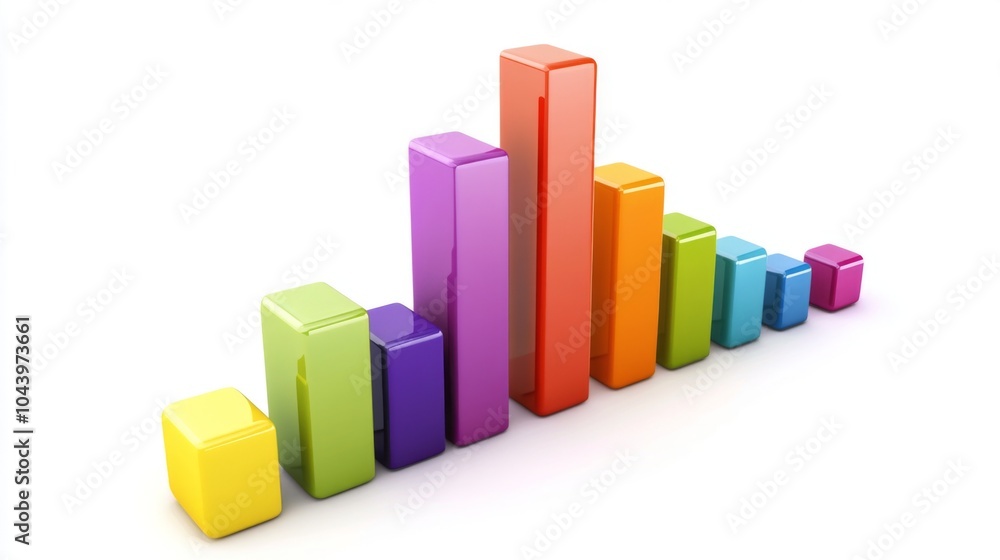 Poster colorful 3d bar graph with growing metrics