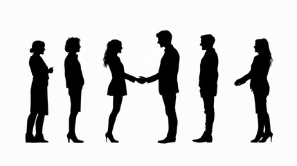 Handshake Silhouette. Symbol of Agreements and Cooperation in Meeting of Friends