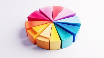 Obraz premium Colorful Pie Chart Segments on a White Background