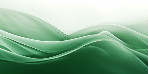 Obraz premium Soft overlapping green and white waves, creating a minimalist and smooth background, perfect for clean and modern designs, copy space, selective focus