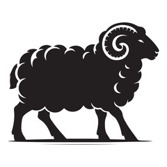 Obraz premium Sheep silhouette vector black color white background 