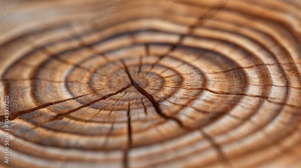 Aufkleber wooden log cross section banner background copy space. timber texture with cracks image backdrop emp