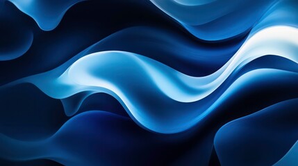 Obraz premium Abstract blue and white wavy background with soft, flowing lines.