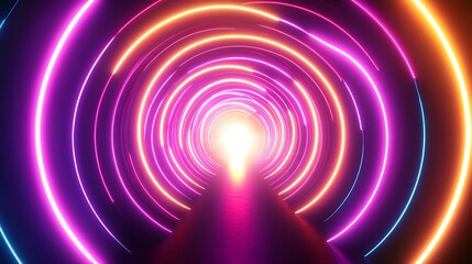 Naklejka premium Radiating Neon Light Burst, futuristic flashes, Motion lights, Colorful Streaks on Dark Background