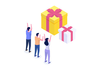 Get online gift or rewards, earn loyalty program concept. Vector illustration.