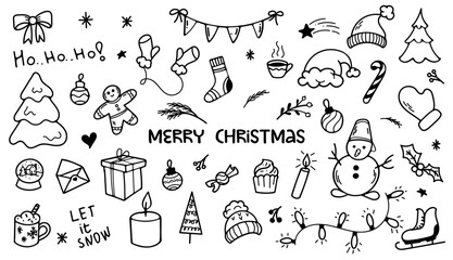 Christmas doodle elements collection. Vector illustration 