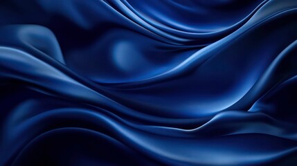 Fototapeta premium Abstract blue fabric with soft, flowing waves and folds.
