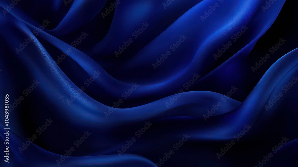 Poster abstract blue fabric background with soft folds and waves.