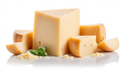 Parmesan cheese on white background isolated