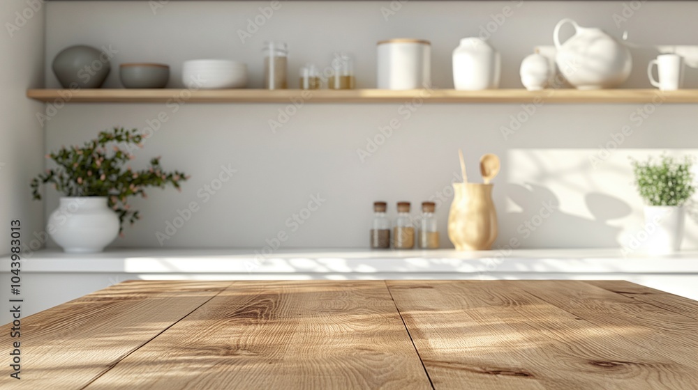 Poster wooden table with patterns in kitchen banner background copy space. goods retail in domestic atmosph
