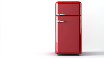 Red fridge or refrigerator isolated on white background