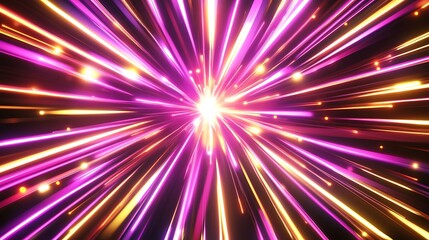 Radiating Neon Light Burst, futuristic flashes, Motion lights,  Colorful Streaks on Dark Background