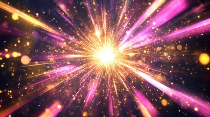 Naklejka premium Radiating Neon Light Burst, futuristic flashes, Motion lights, Colorful Streaks on Dark Background