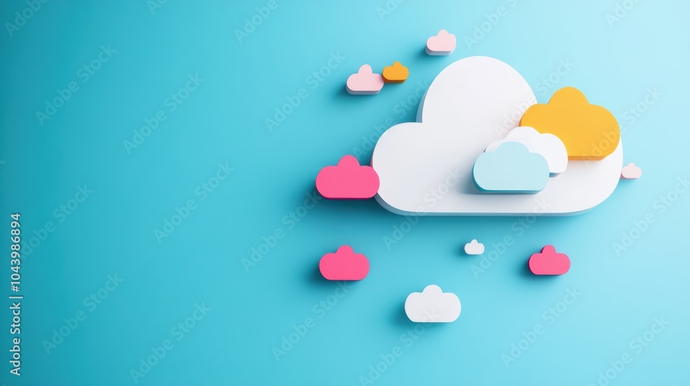 Wall mural a metaphorical image depicting a cloud with various applications and services integrated, symbolizin