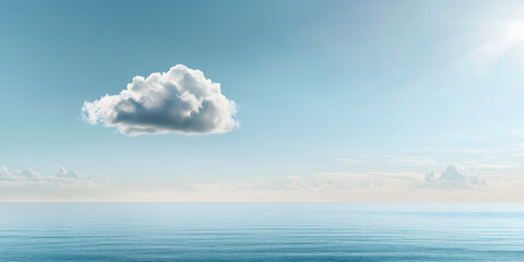 Obraz premium Serene seascape with soft cloud in the sky and calm ocean water copy space