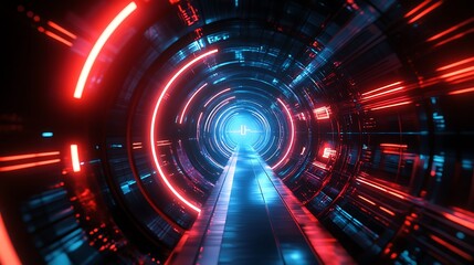 Obraz premium Radiating Neon Light Burst, futuristic flashes, Motion lights, Colorful Streaks on Dark Background