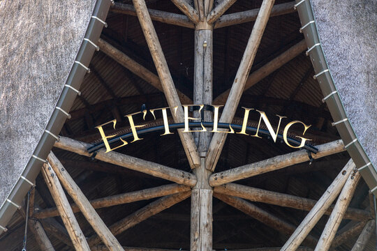 Entrance logo sign the Efteling theme park. Kaatsheuvel, the Netherlands. 24 June 2024. 