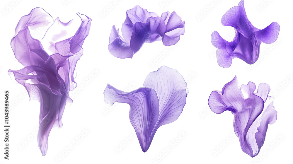 Poster lilac and periwinkle abstract shapes on transparent background generative ai