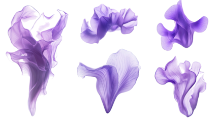 Lilac and Periwinkle Abstract Shapes on Transparent Background Generative AI