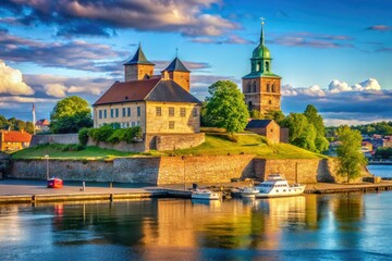 Maiden Tower at Akershus Fortress in Oslo, Norway â€“ Historical Architecture and Scenic Views