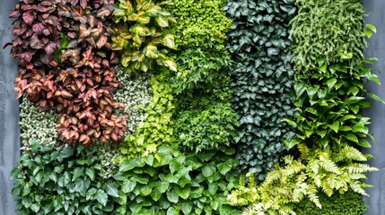 Vertical Garden, Living Wall Of Plants. Lush Green Wall Texture In A Stylish Modern Interior.