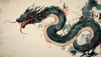 chinese lunar new year with lantern and traditional lion dance background, year of the snake festival celebration background