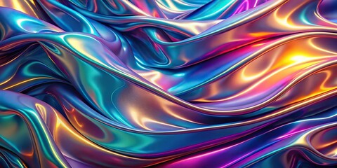 Fototapeta premium Colorful abstract background reflecting metallic holographic colors.