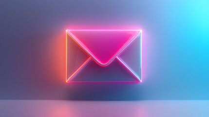 Fototapeta premium Neon Envelope Icon Mail Email Digital Communication D Render Abstract Background