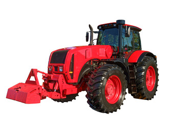 Obraz premium Tractor isolated white background. Farm agricultural tractor