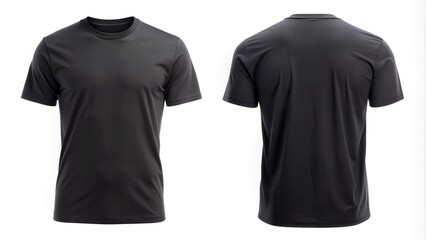 Front and back view of a black shirt on a white background, highlighting its clean and simple design.