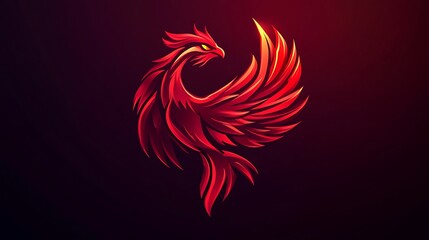 Fototapeta premium Red phoenix bird mascot logo symbolizing power and energy in electronic spore image