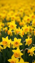 Fototapeta premium Cheerful background of vibrant yellow daffodils