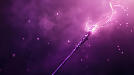 A magic wand on a deep purple background 