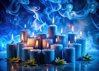 Mesmerizing Blue Candle Flames - Captivating Food Photography for Mood and Ambiance