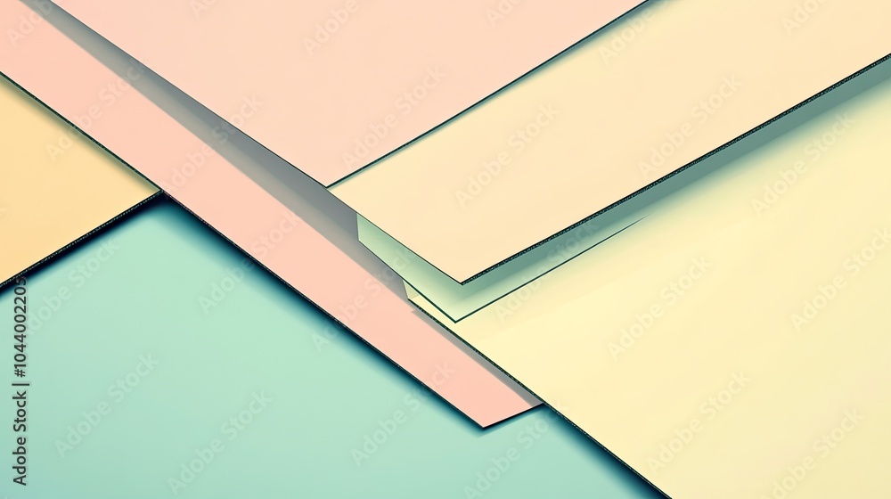 Poster clean and sleek minimalist sheetboard design with soft, muted colors and simple geometric lines, off