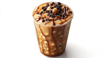 Creamy Coffee Treat with Toppings in Clear Cup