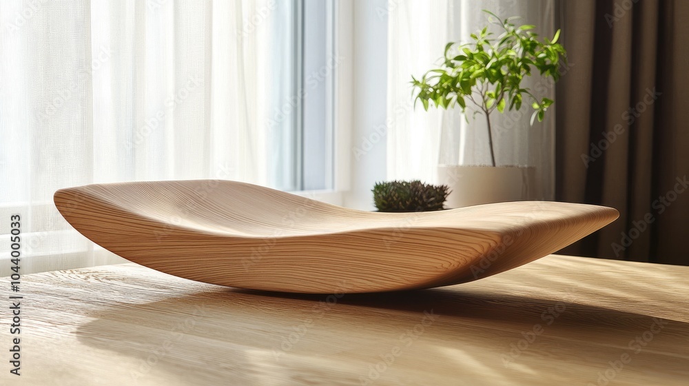 Poster natural wooden sheetboard with minimalist design, focusing on clean lines and a smooth finish, creat
