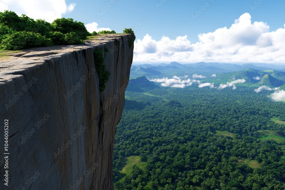 Poster hyper-realistic image of sigiriya rock, showing every crack in the ancient stone and the surrounding