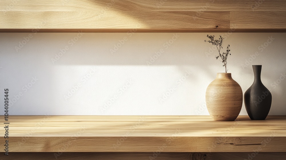 Poster simple wooden sheetboard with natural tones and clean lines, offering a minimalist aesthetic perfect
