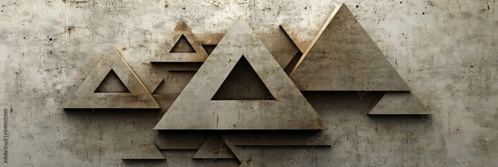 Poster the textured background highlights a series of asymmetrical triangular shapes, casting shadows in th