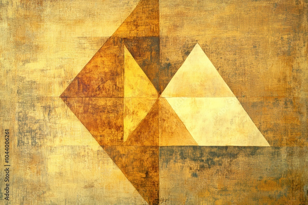 Aufkleber Intriguing triangular shapes in warm tones contrast against a textured backdrop, evoking a sense of modern artistry and design. Generative AI