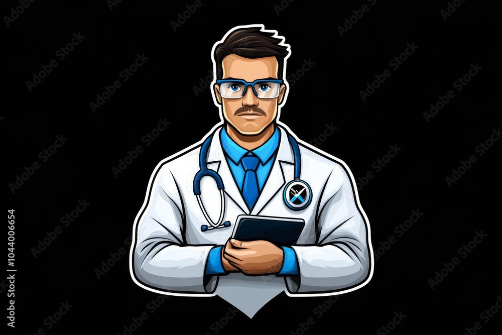 Aufkleber minimalist outline of a scientist with a notepad, capturing the essence of empirical research in a c