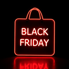 red and black bag with neon inscription "Black Friday"