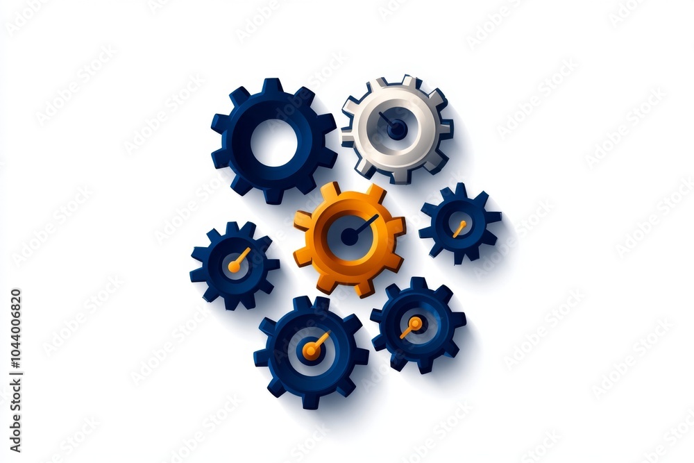 Poster minimalist outline of industrial machinery gears, with simple, clean lines representing the intricat